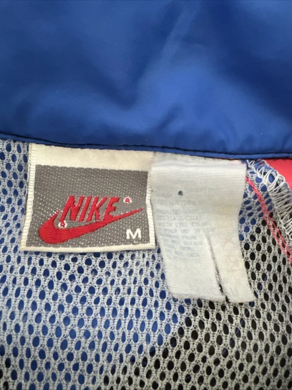 Vintage 80s Nike Windbreaker Mens Medium Color block Hooded Zip Jacket Gray Tag